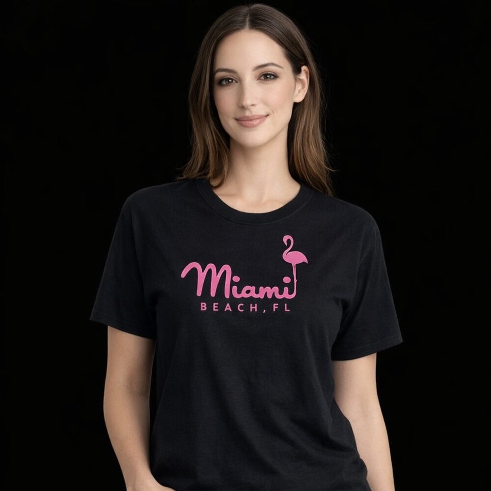 Miami Beach Black Short Sleeve Tee